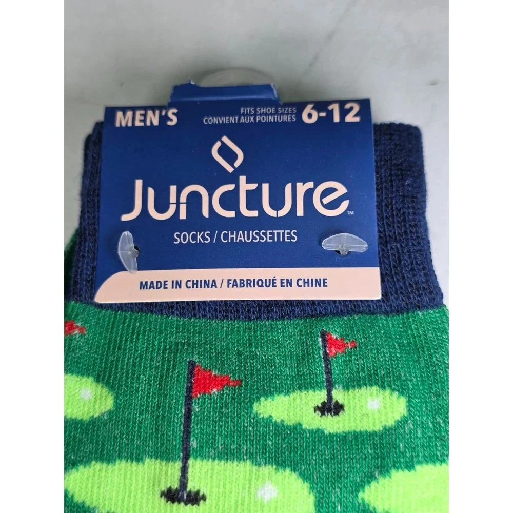 Juncture Men's Golf Socks Size‎ 6-12 Green Navy Red Crew Sock